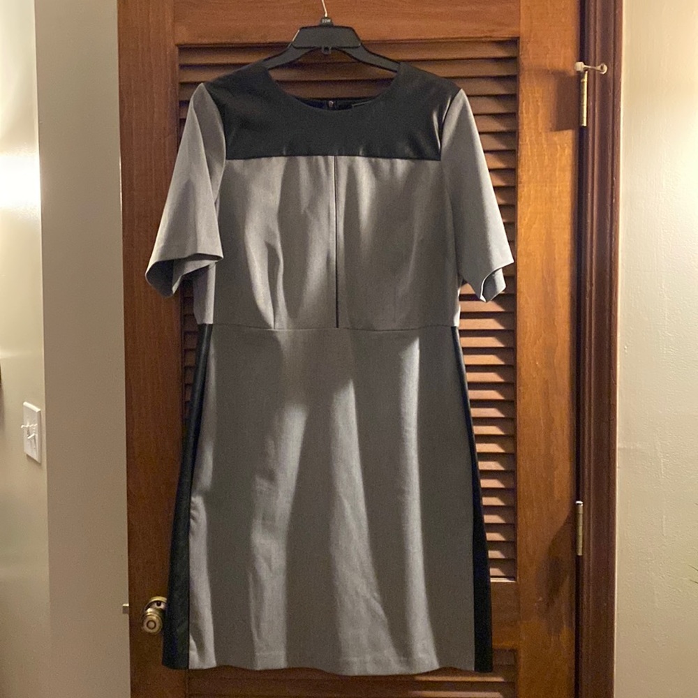 Gray and faux leather eloquii dress. EUC.